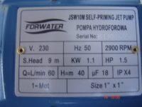 Насос відцентровий самовсмоктуючий Forwater JSW 10 M 12 фото